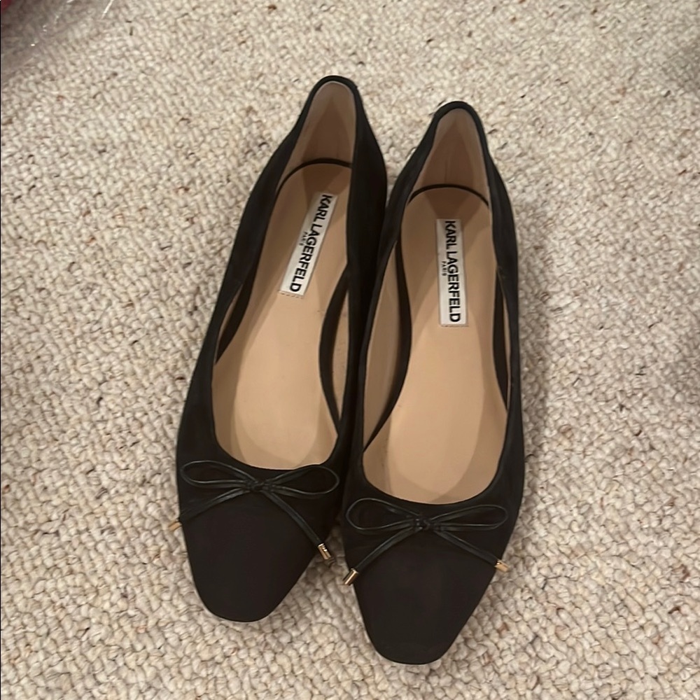 Karl Lagerfeld Black Bow Flats